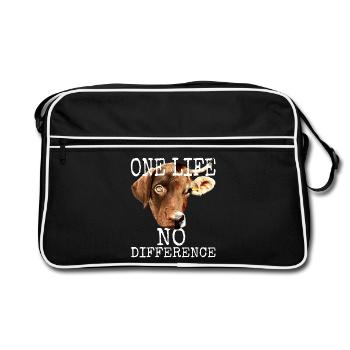 One Life No Difference Vegan Vegetan Tierschutz - Sac Retro - noir/blanc - Devant