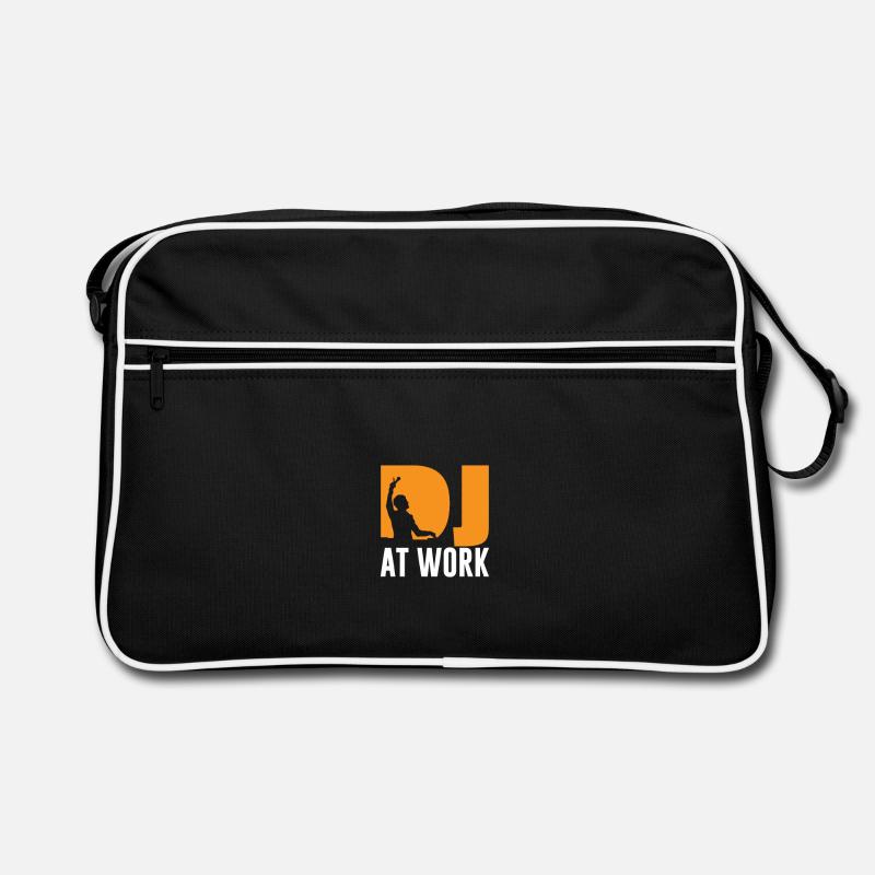 DJ bei der Arbeit - Retro Tasche - Schwarz/Weiß
