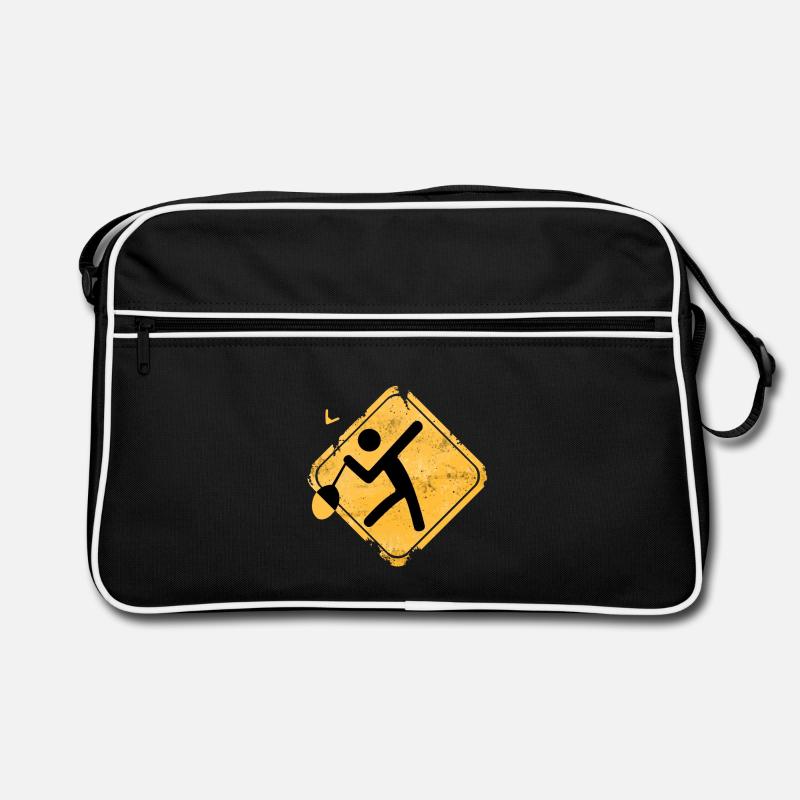 Grunge Badminton Crossing Warnschild Retro Tasche