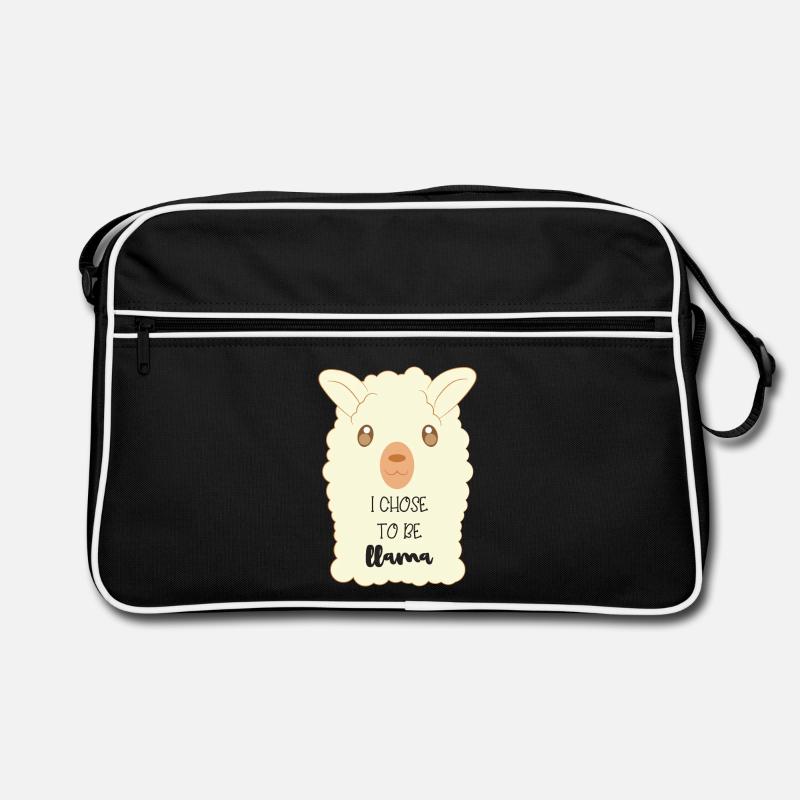 Lama Alpaka - Retro Tasche - Schwarz/Weiß