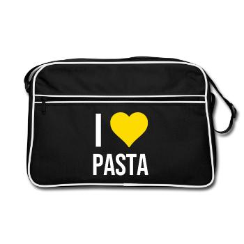 I love pasta - Retro Tasche - Schwarz/Weiß - Vorne