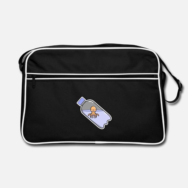 Oktopus - Retro Tasche - Schwarz/Weiß