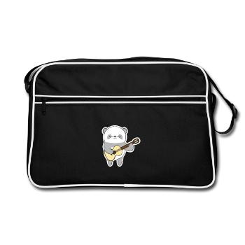 Panda with guitar - Retro Bag - black/white - Front