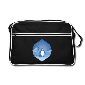 Pingouin mère avec bébé pingouin - design - Sac Retro - noir/blanc - Devant