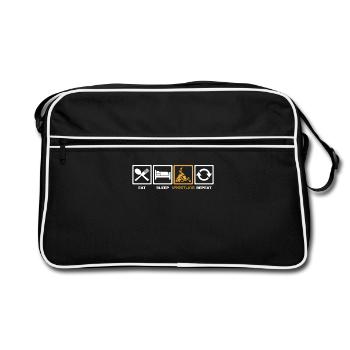 Mode de vie dans la lutte : mange, dors, répète la lutte - Sac Retro - noir/blanc - Devant