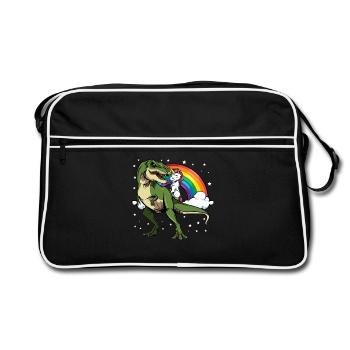 Dino licorne dans la magie arc-en-ciel - Sac Retro - noir/blanc - Devant