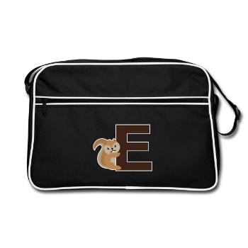 Un E comme l'écureuil qui pend sur le E - Sac Retro - noir/blanc - Devant