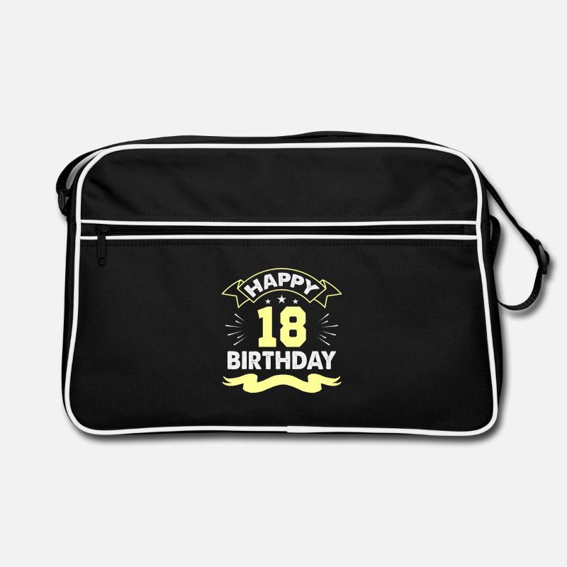 02 Joyeux anniversaire 18 - Sac Retro - noir/blanc