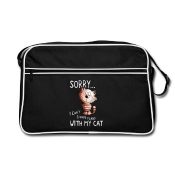 Désolé chat i chat motif dictons comiques - Sac Retro - noir/blanc - Devant