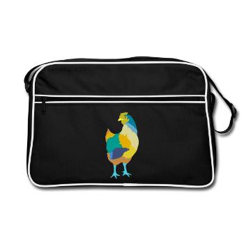 Huhn - Retro Tasche - Schwarz/Weiß - Vorne