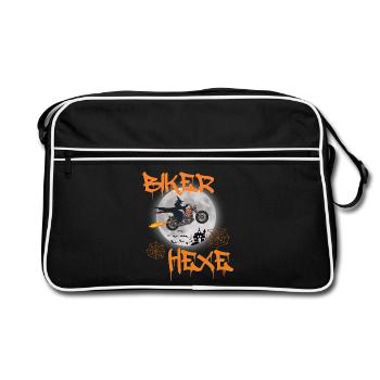 Biker sorcières voler moto vélo chopper - Sac Retro - noir/blanc - Devant
