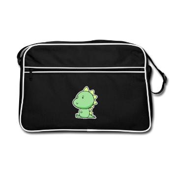 Dino Cartoon Vert Joyeux - Sac Retro - noir/blanc - Devant