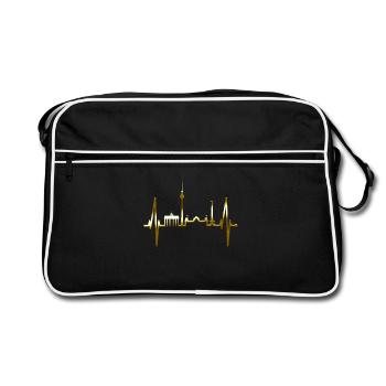 Berlin Skyline Heartbeat Gold Love Love Berliners - Retro Bag - black/white - Front