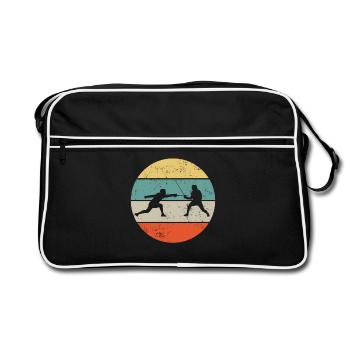 Fechten Fechter Retro - Retro Tasche - Schwarz/Weiß - Vorne