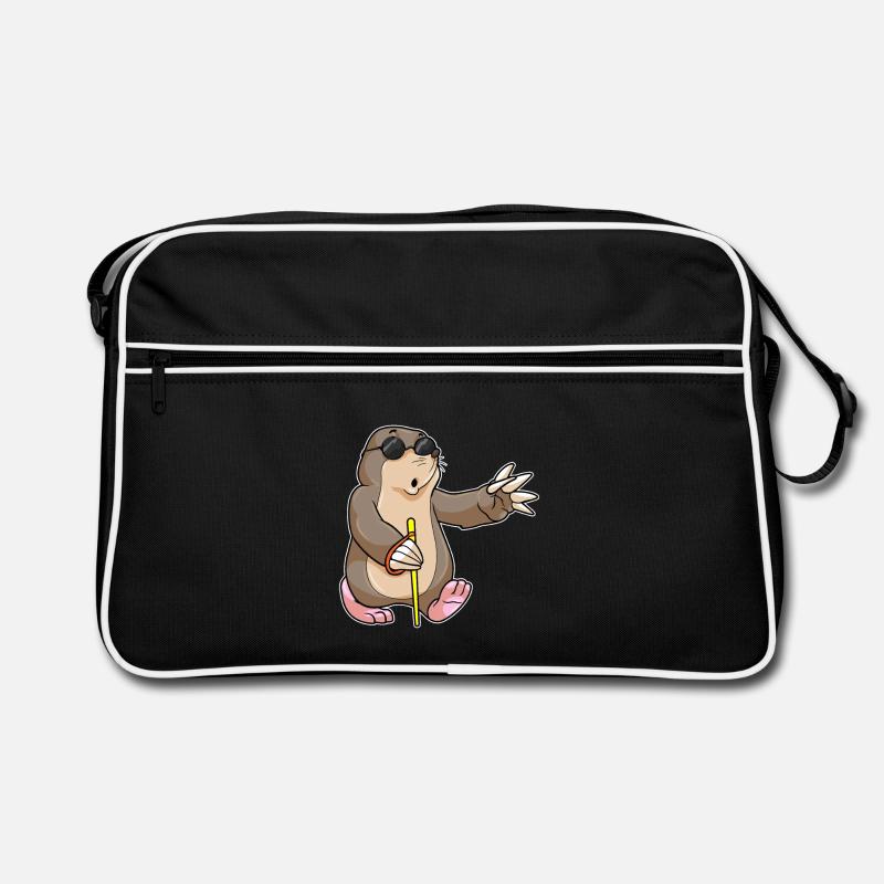 Maulwurf Blind Lustig - Retro Tasche - Schwarz/Weiß