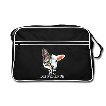 No Difference Pro Vegan Spruch Vegetarier Katzen - Retro Tasche - Schwarz/Weiß - Vorne