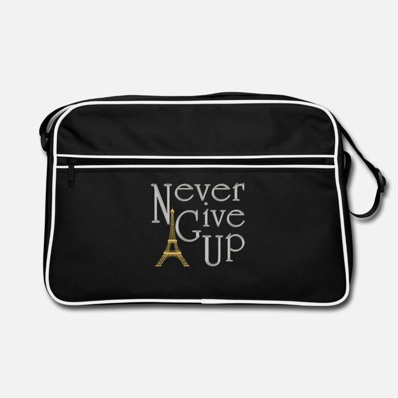NEVER GIVE UP Silver Tower Eiffel Gold Retro Bag