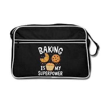 Backen Bäcker - Retro Tasche - Schwarz/Weiß - Vorne