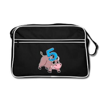 Taureau taureau d'anniversaire pour enfants de 5 ans - Sac Retro - noir/blanc - Devant