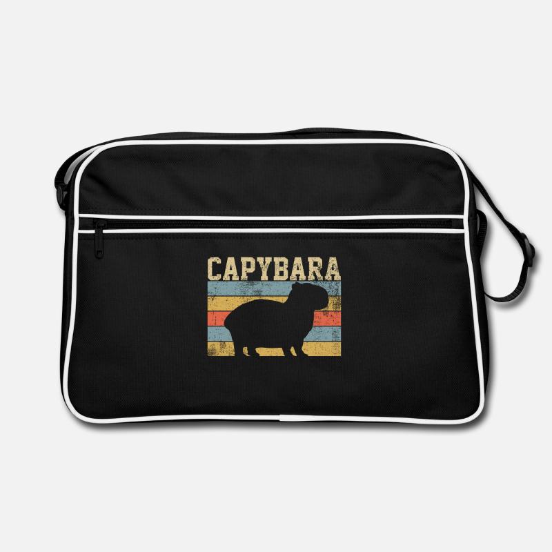 Capybara Nagetier Retro Vintage - Retro Tasche - Schwarz/Weiß