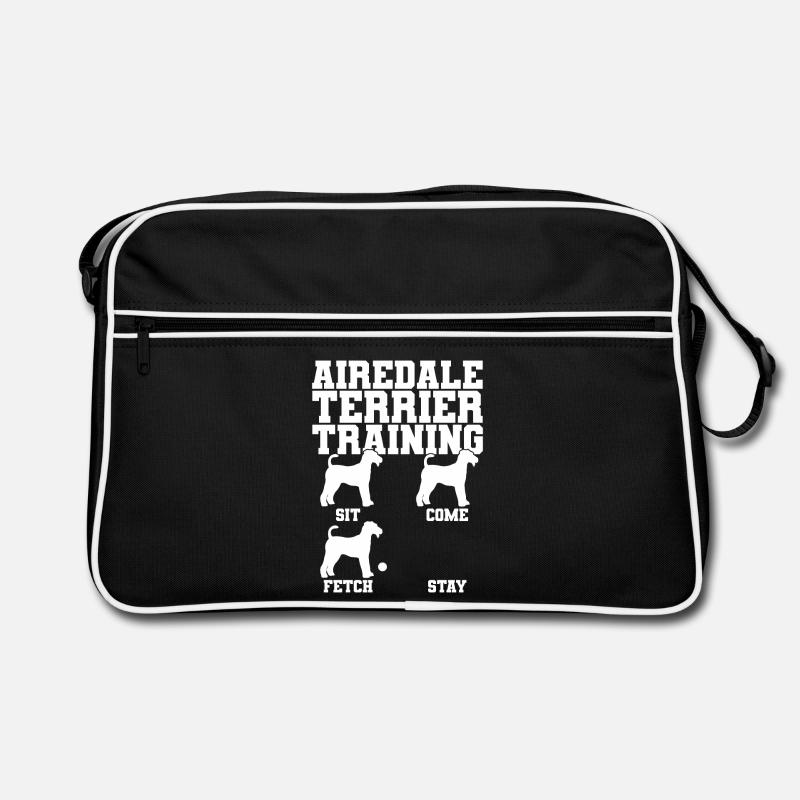 Airedale Terrier Training - Retro Tasche - Schwarz/Weiß
