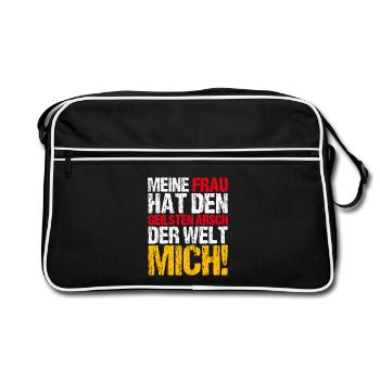 Meine Frau hat den geilsten Arsch - Retro Tasche - Schwarz/Weiß - Vorne
