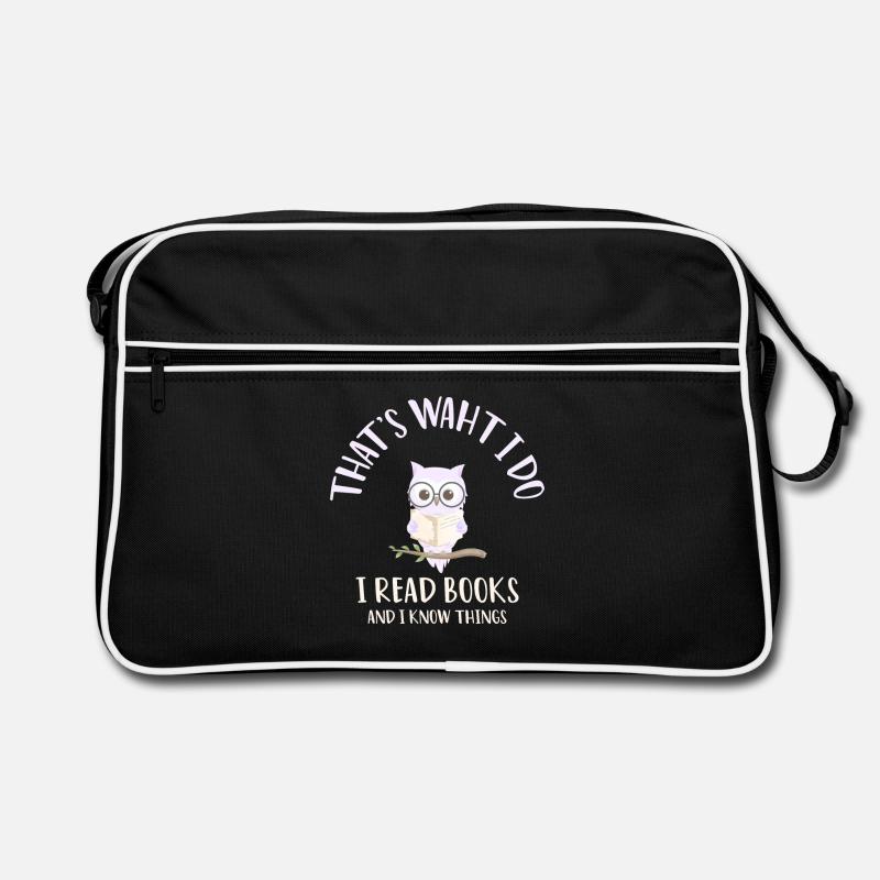 Ich lese Bücher Eule Nachteule Bücher Bücherwurm Retro Tasche
