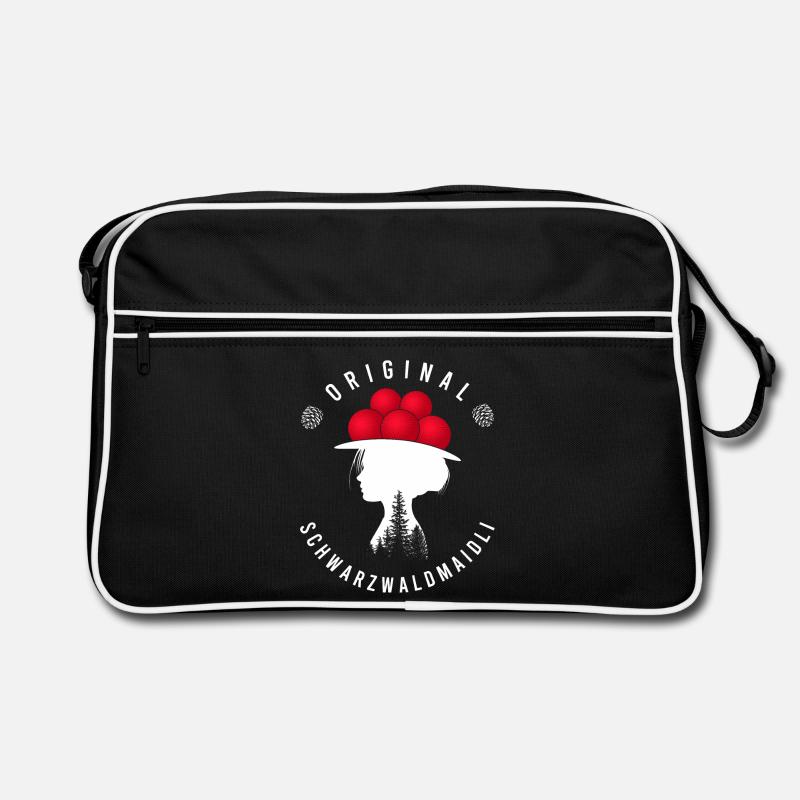 Original Schwarzwaldmädel Bollenhut Schwarzwald - Retro Tasche - Schwarz/Weiß