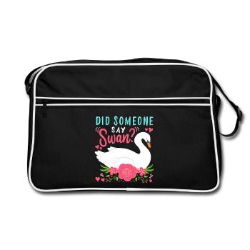 Swans Waterbirds Swan - Retro Bag - black/white - Front