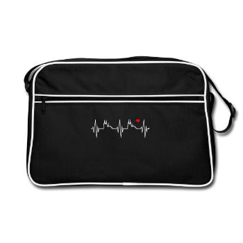 Köln Skyline Herzschlag Herz Liebe Kölsch Kölner - Retro Tasche - Schwarz/Weiß - Vorne