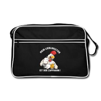 Mein Lieblingshahn ist der Zapfhahn Biertrinker - Retro Tasche - Schwarz/Weiß - Vorne