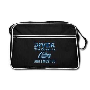Diver Motivation Design für Wassersportfans - Retro Tasche - Schwarz/Weiß - Vorne