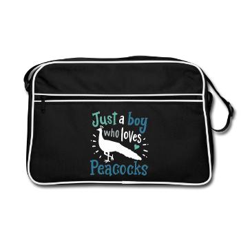 Peacocks birds peacock peacock lovers - Retro Bag - black/white - Front