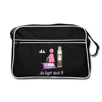 Lustiges Badezimmer Bild - Retro Tasche - Schwarz/Weiß - Vorne