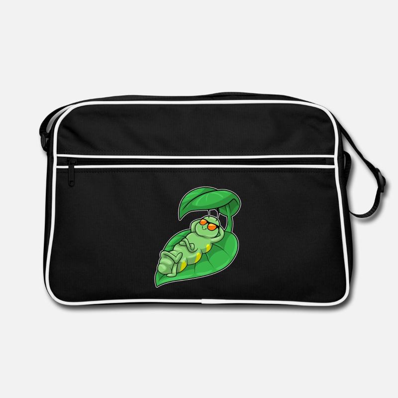 Caterpillar with leaf as parasol Retro Bag