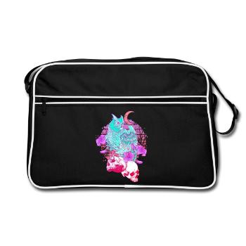 Pastel Goth Tête de mort Hibou Aesthetic Clothes lune - Sac Retro - noir/blanc - Devant