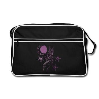 Witch Hand Magic Power Mystic ametyst lilac - Retro Bag - black/white - Front