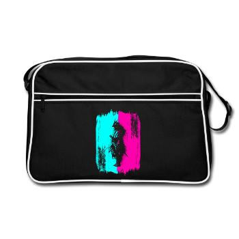 Samurai Krieger Japan Türkis Pink Kunst Manga - Retro Tasche - Schwarz/Weiß - Vorne