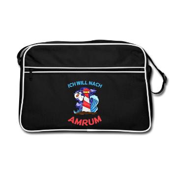 Amrum Nordsee - Retro Tasche - Schwarz/Weiß - Vorne