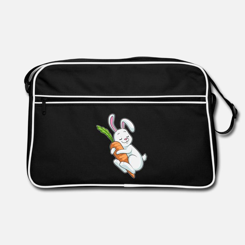 Hase Karotte - Retro Tasche - Schwarz/Weiß