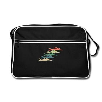 Schwimmen Schwimmer - Retro Tasche - Schwarz/Weiß - Vorne