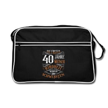 40. Geburtstag Kindheit Lustig - Retro Tasche - Schwarz/Weiß - Vorne