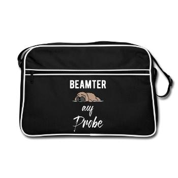 Beamter Auf Probe Hund Verbeamtung Beamten - Retro Tasche - Schwarz/Weiß - Vorne