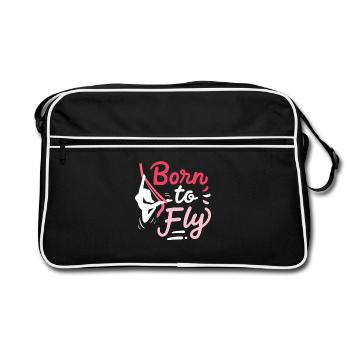 Aerial Yoga Born To Fly Zum Fliegen Geboren Tuch - Retro Tasche - Schwarz/Weiß - Vorne