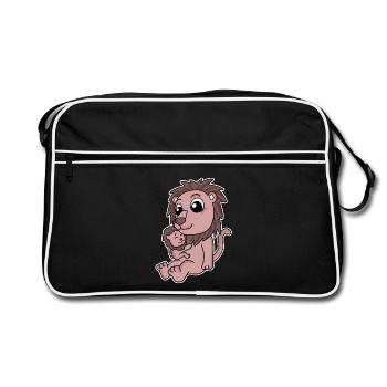 Lion famille - Lion avec bébé - Lion - Sac Retro - noir/blanc - Devant