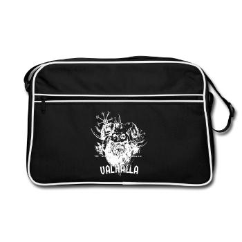 Crâne viking barbu en blanc - Sac Retro - noir/blanc - Devant