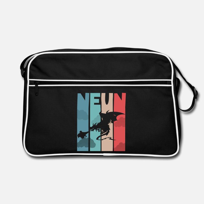 Drache 9. Geburtstag Kinder Drachen Retro Tasche