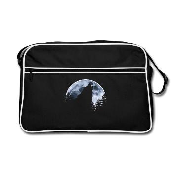 Wolf howls moon - Wolf's silhouette - Retro Bag - black/white - Front