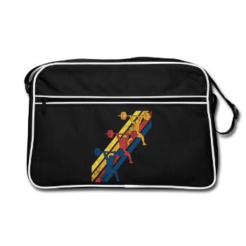 Gewichtheben Gewichtheber - Retro Tasche - Schwarz/Weiß - Vorne