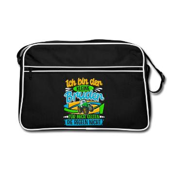 Traktor Kleiner Bruder - Retro Tasche - Schwarz/Weiß - Vorne
